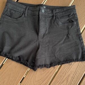 Kut from the Kloth Black Frayed Hem Denim Shorts